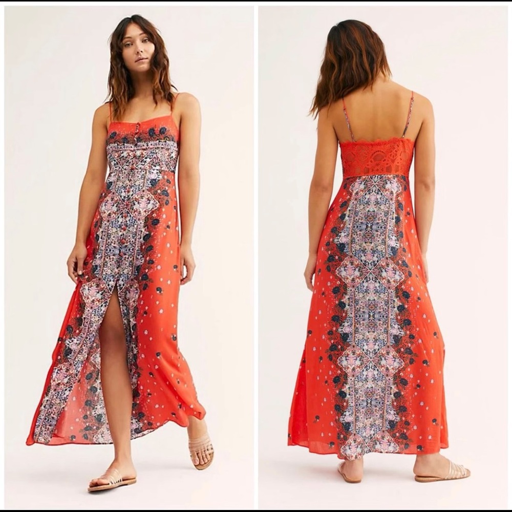 Free People Morning Song Printed Maxi Slip